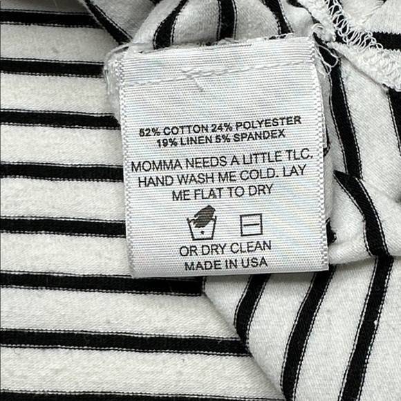 Kinly Linen Cotton Tank Top Black and White Striped Asymmetrical Hem Size L - Picture 7 of 9